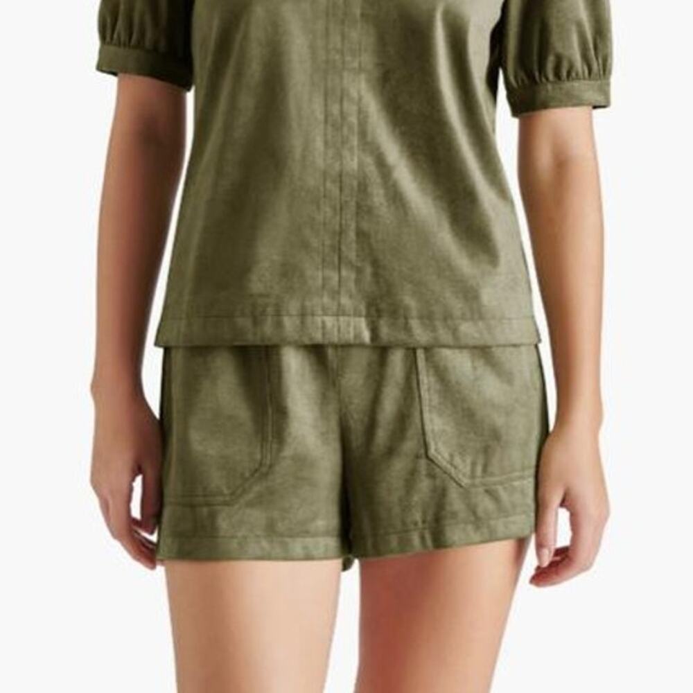 STEVE MADDEN Suede Faux The Record Shorts Olive Green M Boho NEW